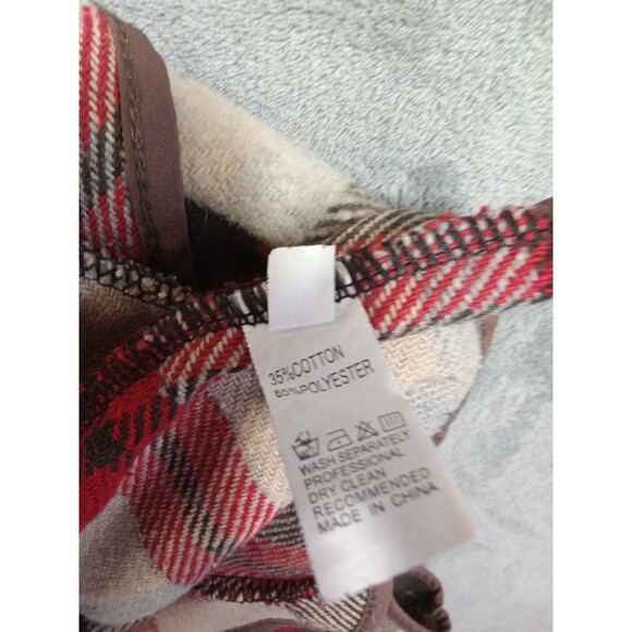 Fleece Open Front Earthy Brown Red Beige Large Pocket Cozy Warmth - Picture 6 of 8